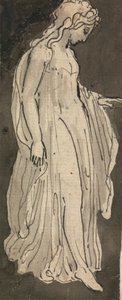 Pige, fuld længde, højrevendt af Thomas Stothard