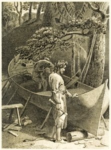 ?Robinson Crusoe and Friday making a Boat? fra ?The Life and Strange Surprising Adventures of Robinson Crusoe, or York, Mariner? af Daniel Defoe
