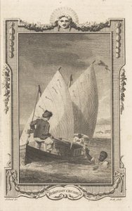 Robinson Crusoe, fra Novelists Magazine, pub. 1781 af Thomas Stothard