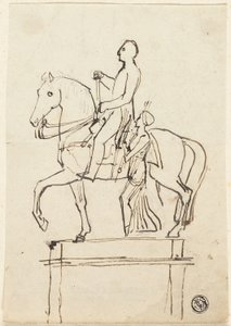Skulptur af en rytter ledsaget af stående kvinde af Thomas Stothard