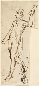 Skitse af stående mand med løftet arm af Thomas Stothard