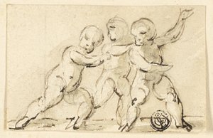 Tre Putti i spil af Thomas Stothard