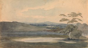 Landskab med træer og bjerge, sø i forgrunden af Thomas Sully