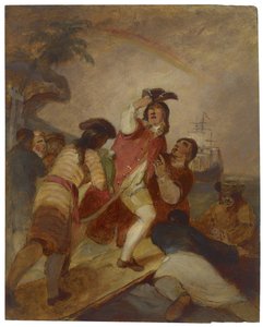 Robinson Crusoe og hans mand forlader fredag øen, ca. 1856 af Thomas Sully