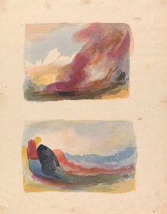 To tegninger på ét ark: Landskab - Farvevask, Titian (nr. 9); Landskab - farvevask, Rubens (nr. 10) af Thomas Sully