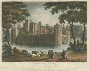 Caverswall Castle: farvet akvatintegravering, 1. februar 1817