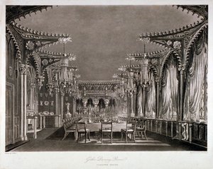 Indvendig udsigt af den gotiske spisestue i Carlton House, Westminster, London, 1819 af Thomas Sutherland