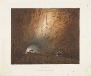 Tunnelen. Fra farvede udsigter på Liverpool og Manchester Railway, 1831 af Thomas Talbot Bury