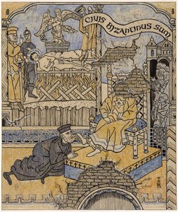 Det genopdagede vægmaleri i Justitspaladset i Byzans; Simplicissimus V/34 af Thomas Theodor Heine