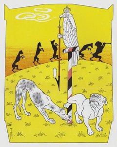 Tysk mastiff og engelsk bulldog (farve litho) af Thomas Theodor Heine