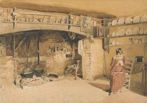 Farm House Kitchen i Brackham i Surrey af Thomas Uwins