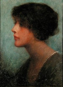 Portræt af en dame (olie på lærred) af Thomas W. Derring