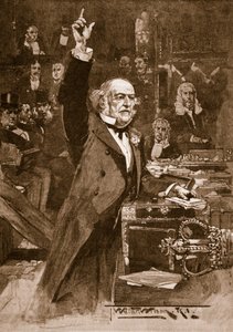 Introduktion af lovforslaget om hjemmestyre: Mr. Gladstone afleverer sin udtalelse, 1886, illustration fra 