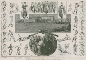 De amerikanske baseballspillere på Kennington Oval - besøg af prinsen af Wales (kobberstik) af Thomas Walter Wilson