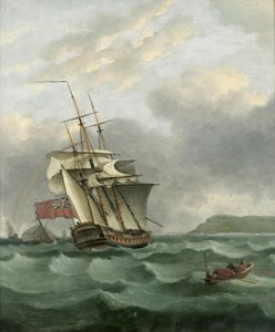 HMS Winterton nærmer sig Dover, af Thomas Whitcombe af Thomas Whitcombe