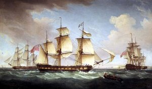 Seascape af Thomas Whitcombe