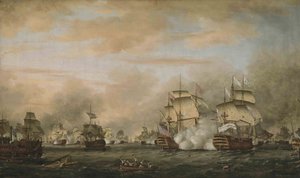 Slaget ved Saintes, 12. april 1782. HMS Barfleur angriber det franske flagskib Ville de Paris