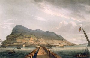 Udsigt over Gibraltar, graveret af Thomas Sutherland til J. Jenkins 