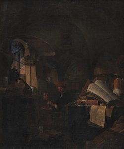 En alkymist i sit laboratorium af Thomas Wijck