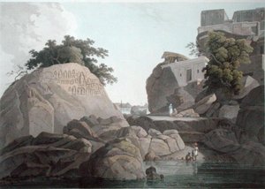 South East View of the Fakeers Rock på floden Ganges, nær Sultaungunge, plade X fra 