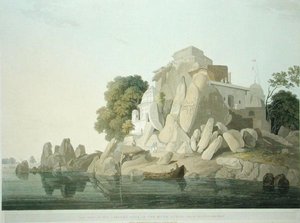 S.W. Udsigt over Fakeers Rock i floden Ganges nær Sultaungunge, plade 61 fra 