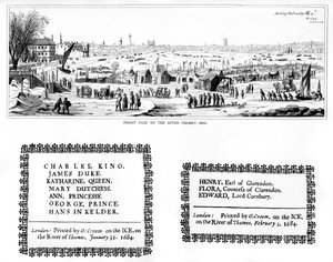 Frostmesse ved Themsen og eksemplarer af trykning, februar 1684, 1840