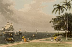 Udsigt over Calcutta fra Garden Reach, 1810 af Thomas und William Daniell
