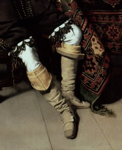 Constantijn Huygens 1596-1687 og hans kontorist, 1627 olie på paneldetalje af 259768 af Thomas de Keyser