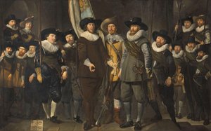 Officerer og andre borgergarde fra det tredje distrikt i Amsterdam, under kommando af kaptajn Allaert Cloeck og løjtnant Lucas Jacobsz Rotgans af Thomas de Keyser