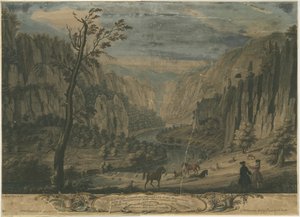 Dovedale - Otte udsigter: gravering, nd [?1743] af Thomas of Derby Smith