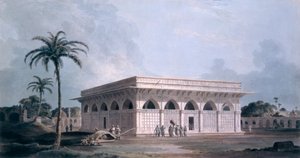 Sixty Fourth Khamba, Nizamuddin, New Delhi (farvet akvatinte) af Thomas und William Daniell