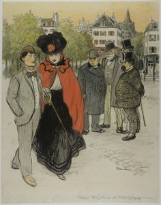 Gentleman ser på et par, der promenerer af Théophile Alexandre Pierre Steinlen