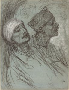 En såret soldat og hans kammerat af Théophile Alexandre Steinlen