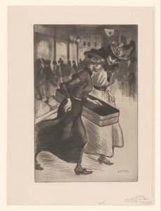 To kvinder går på gaden Les deux trottins af Théophile Alexandre Steinlen