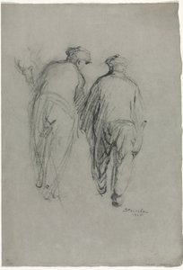 To mænd arbejder, set bagfra af Théophile Alexandre Steinlen
