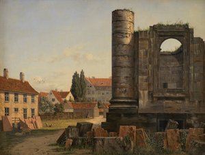 Udsigt over Marmorpladsen med ruinerne af den ufærdige Frederiks Kirke i København