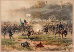 Battle of Antietam, pub. L Prang & Co. af Thure de Thulstrup