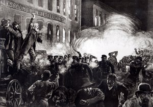The Anarchist Riot in Chicago: A Dynamite Bomb Exploding Among the Police, fra 