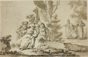 Figurer i orientalsk dragt i et landskab af Tiberius Dominikus Wocher
