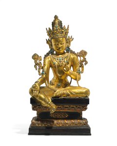 Kejserlig figur af Avalokiteshvara (se også 474250 til 474254) (forgyldt bronze) af Tibetan School