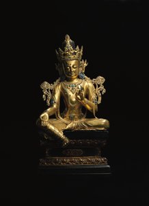 Kejserlig figur af Avalokiteshvara (se også 474250 til 474254) (forgyldt bronze) af Tibetan School