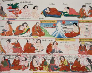 Manuskript om tibetansk medicin (detalje af 389729) af Tibetan School