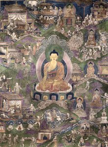 Thangka of the Buddha (gouache på lærred) af Tibetan School