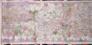 Den midterste del af Tsari rongkor (malet klæde) af Tibetan School