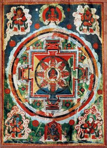 Tibetansk mandala kendt som de fire himmelske konger, tibetansk civilisation