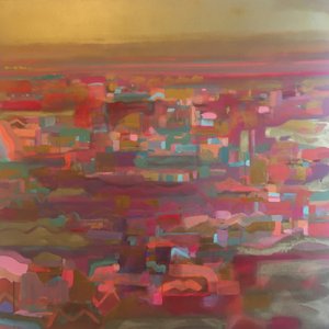 Gold Sky Orange Stripe Horizon af Tiffany Lynch