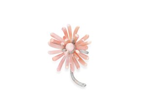Broche (konkylieperle, konkylie, diamanter og platin) af Tiffany and Company