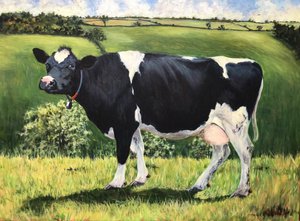 Cow 2021 (olie på lærred) af Tilly Willis