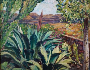 Lanzarote Landscape, 2023 (olie på plade) af Tilly Willis