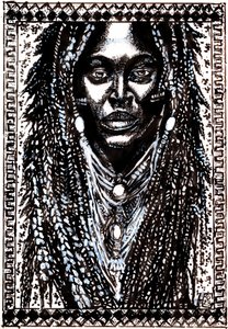 Portræt af en person med afrikanske dreadlocks